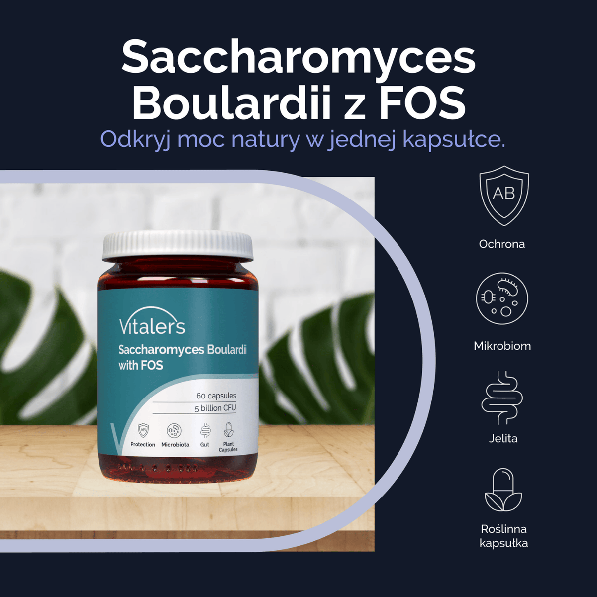Vitaler's Saccharomyces Boulardii su FOS – 60 kapsulių