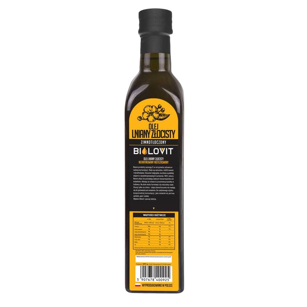 Bilovit Golden Flaxseed Oil Cold Pressed - 500 ml