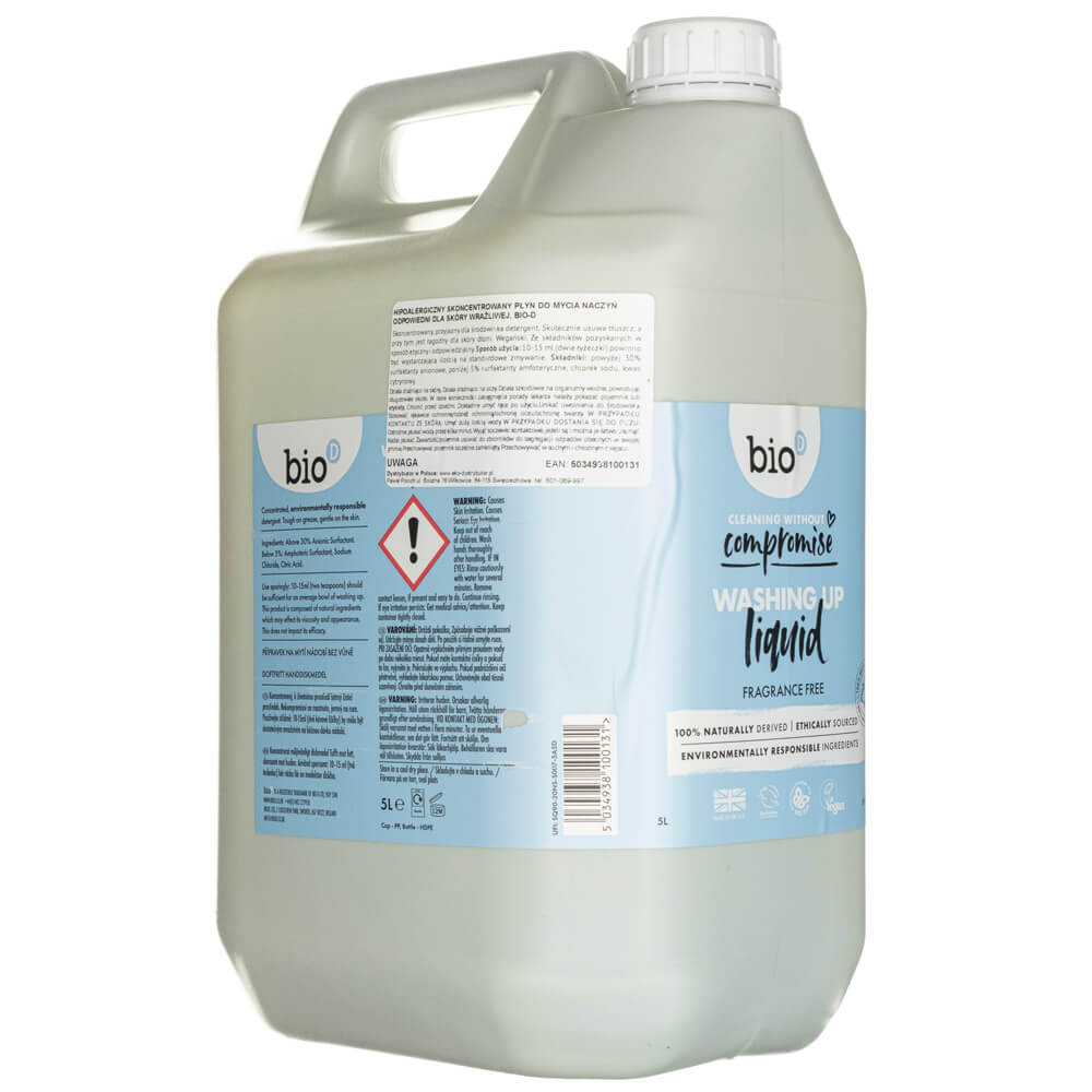 Bio-D Fragrance Free Washing Up Liquid - 5 L