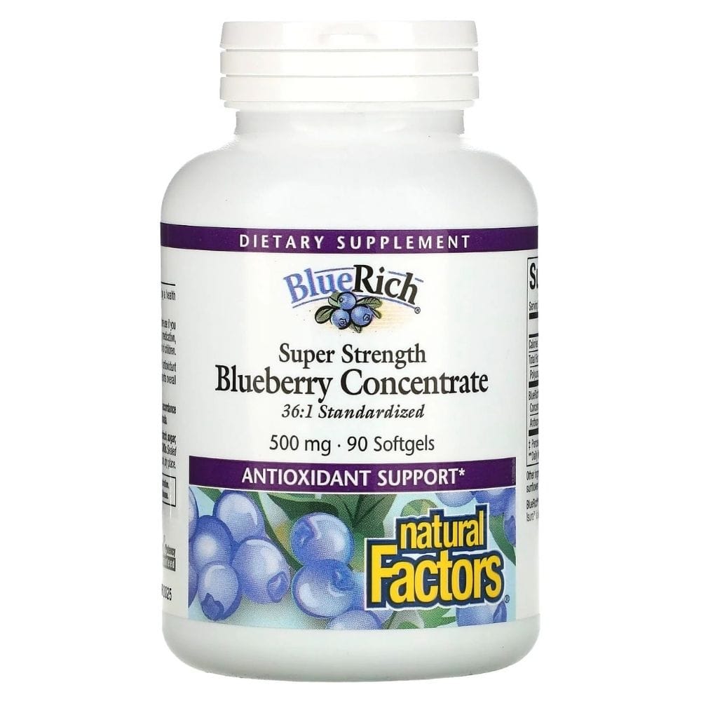 Natural Factors Super Strength Blueberry Concentrate 500 mg - 90 Capsules