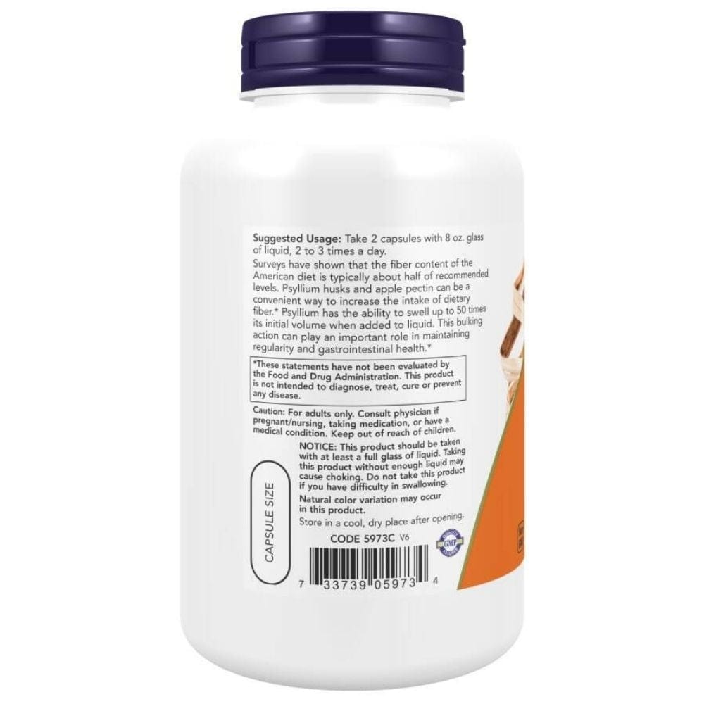 Now Foods Psyllium Husk Caps with of Apple Pectin - 180 Veg Capsules