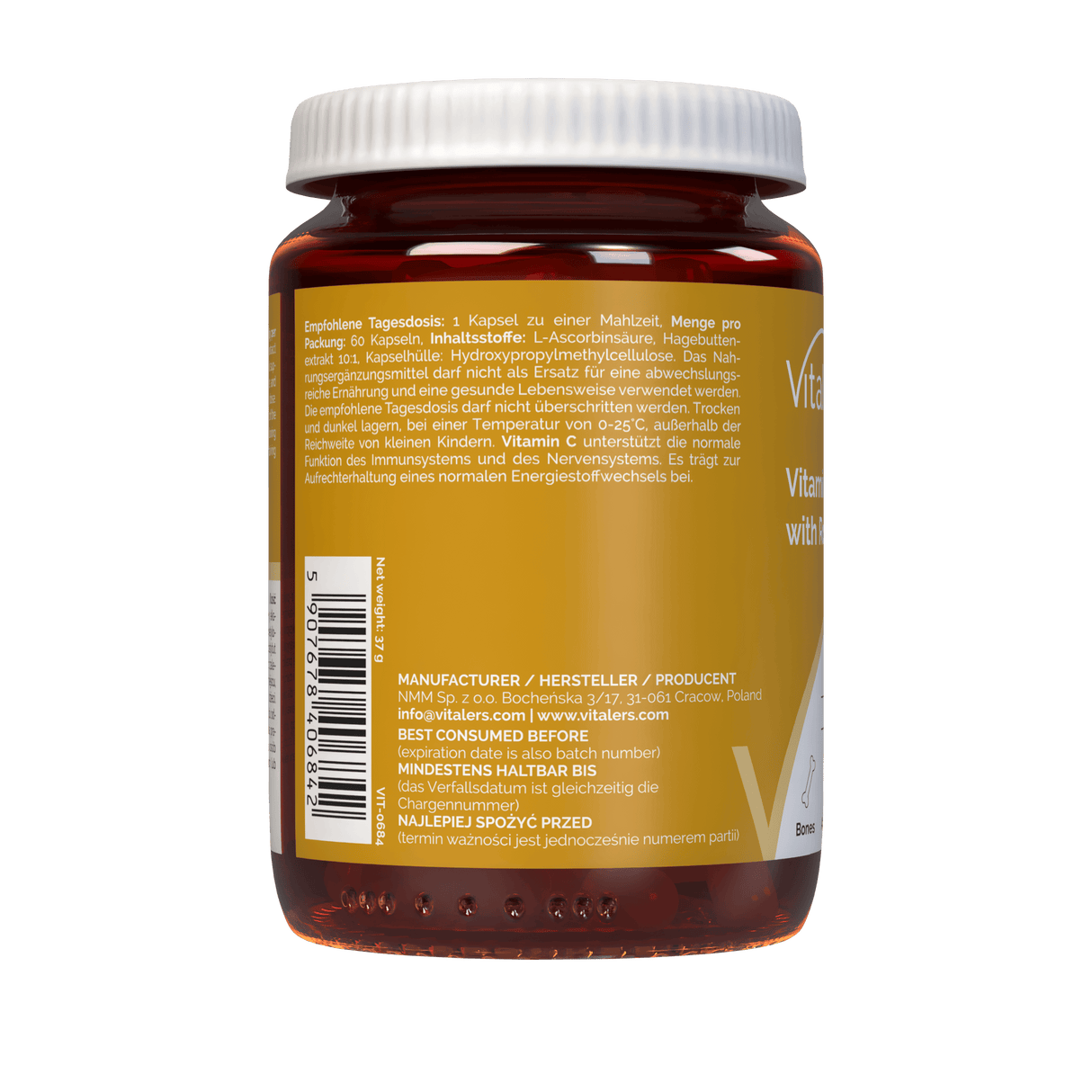 Vitaler's Vitamin C with Rosehip 1000 mg - 60 Capsules