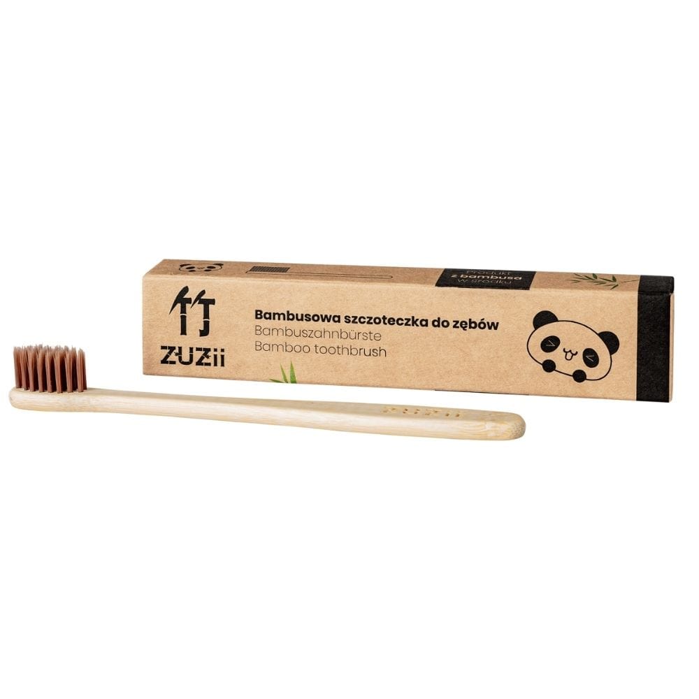 Zuzii Bamboo Toothbrush for Children, Soft Bristles, Brown