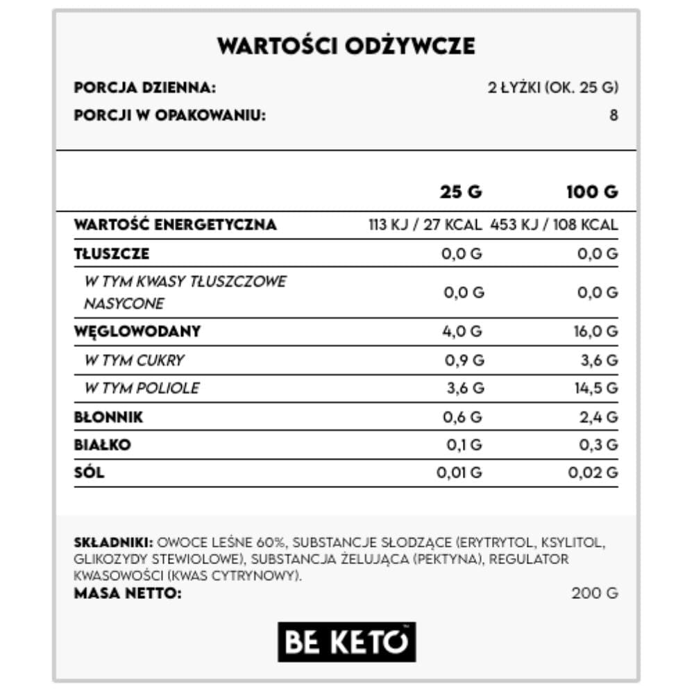 BeKeto Keto Jam, Cool Berry - 200 g
