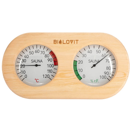 Bilovit Pine Sauna Thermometer with Hygrometer