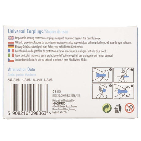 Haspro Multi10 Universal Earplugs Blue - 10 Pairs