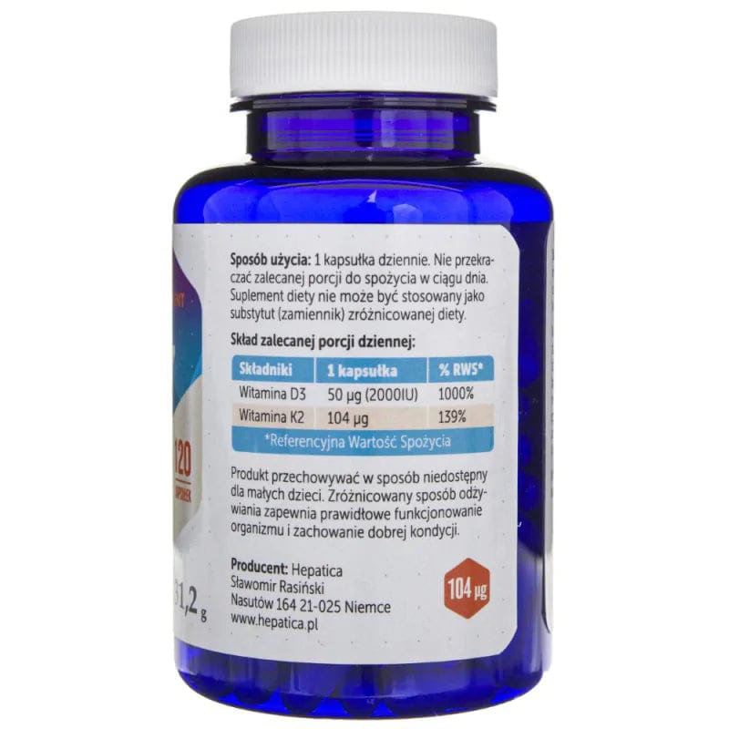 Hepatica Vitamin K2mk7 + D3 - 120 Capsules