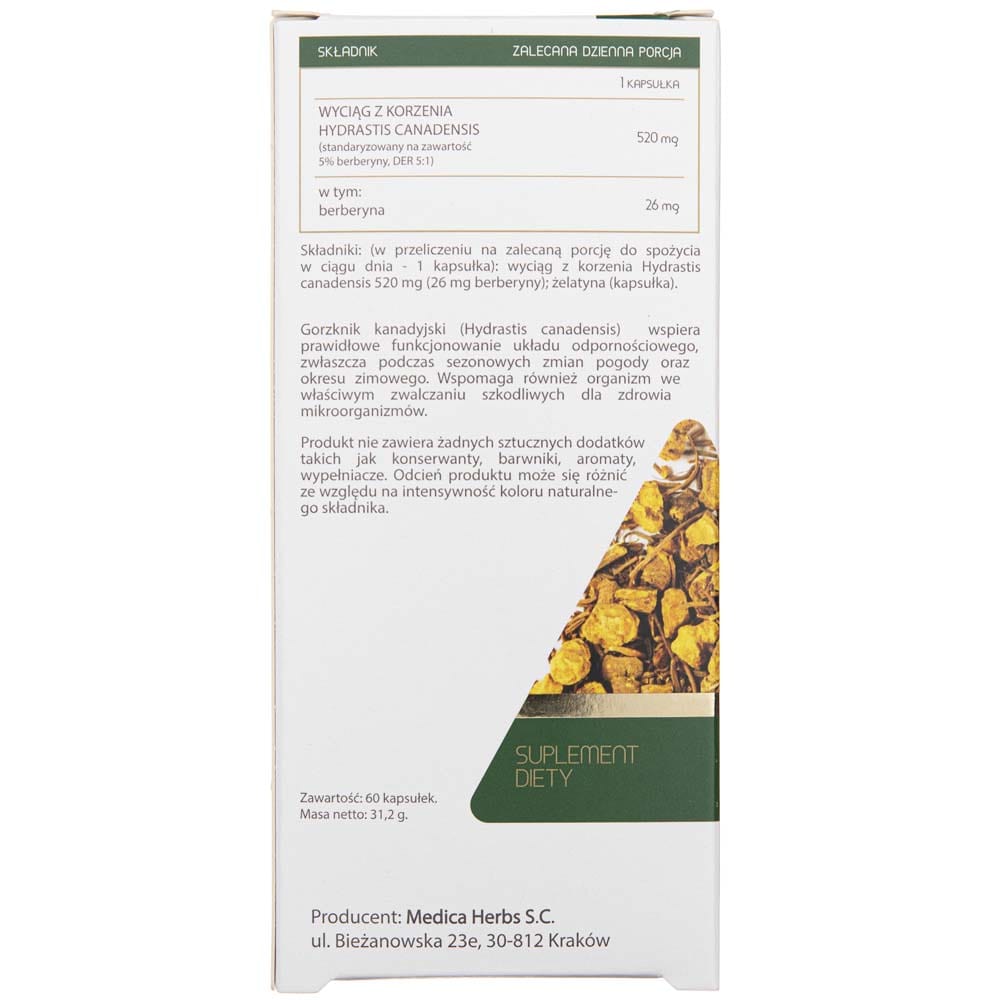 Medica Herbs Hydrastis Canadensis (Canadian Bitterroot) 520 mg - 60 Capsules