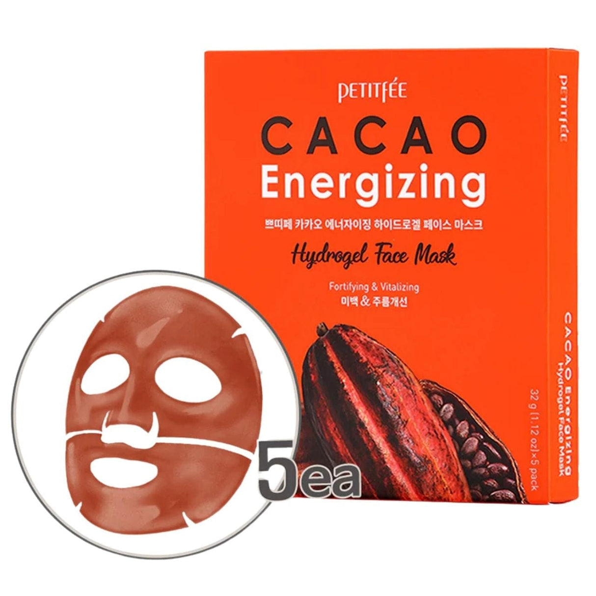 Petitfee Cacao Energising Hydrogel Mask with Cocoa Extract - 5 Pieces