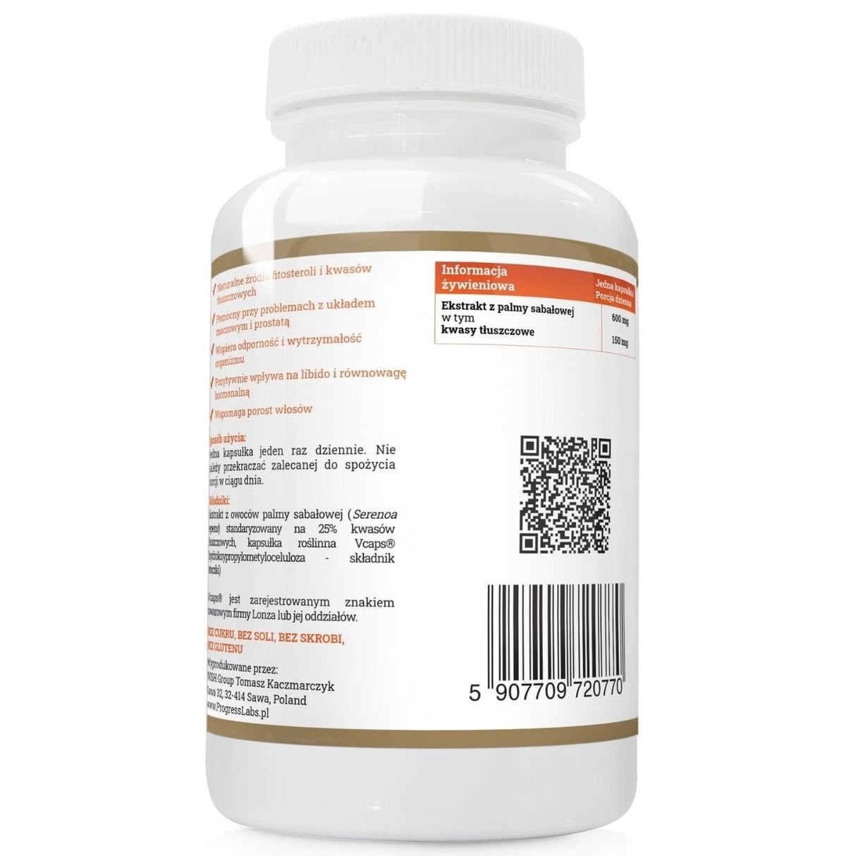 Progress Labs Saw Palmetto 600 mg - 120 Capsules