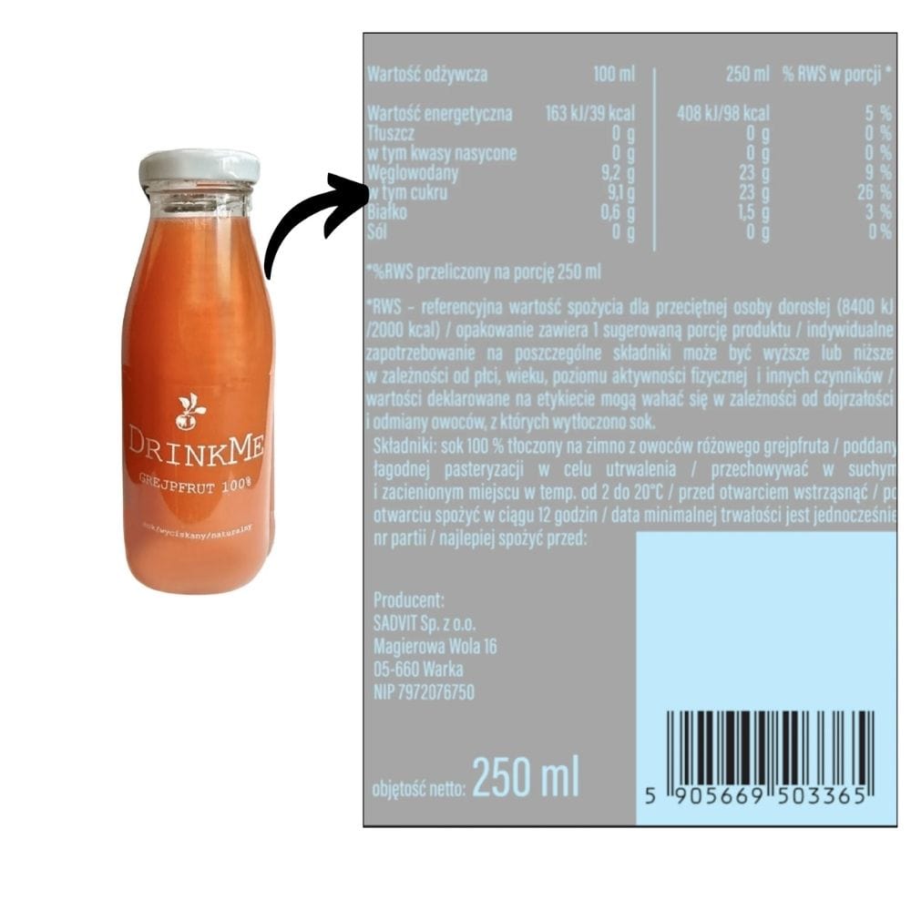 Sadvit Pink Grapefruit Juice 100% - 250 ml