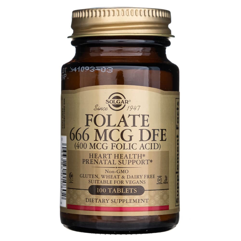 Solgar Folate 666 mcg DFE (400 mcg Folic Acid) - 100 Tablets – Medpak