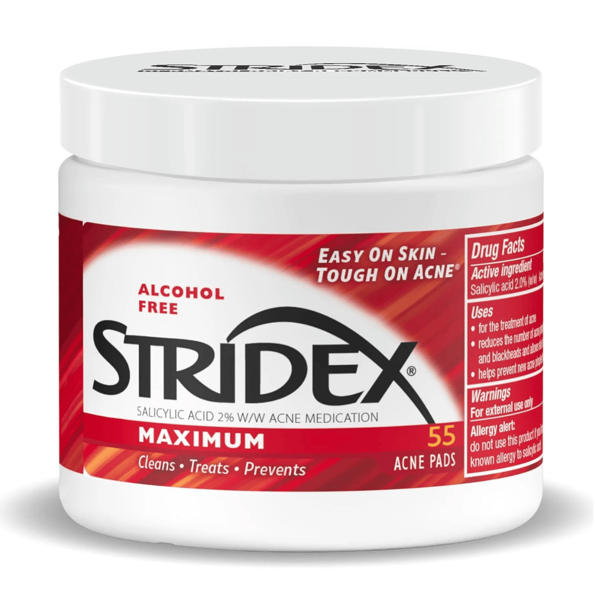 Stridex Maximum Strength Pads for Acne-Prone Skin - 55 Pieces