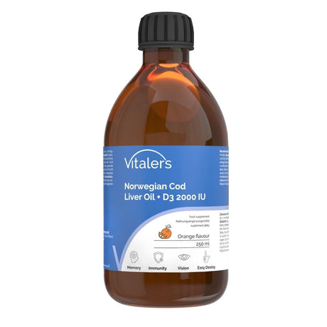 Vitaler's Omega-3 Norwegian Cod Liver Oil 1250 mg + D3 2000 IU, Orange - 250 ml