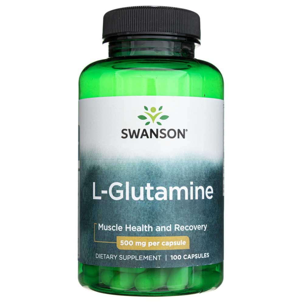 Complément Alimentaire Swanson L-Glutamine 500 Mg - 100 Gélules, Sans Gluten, Origine USA